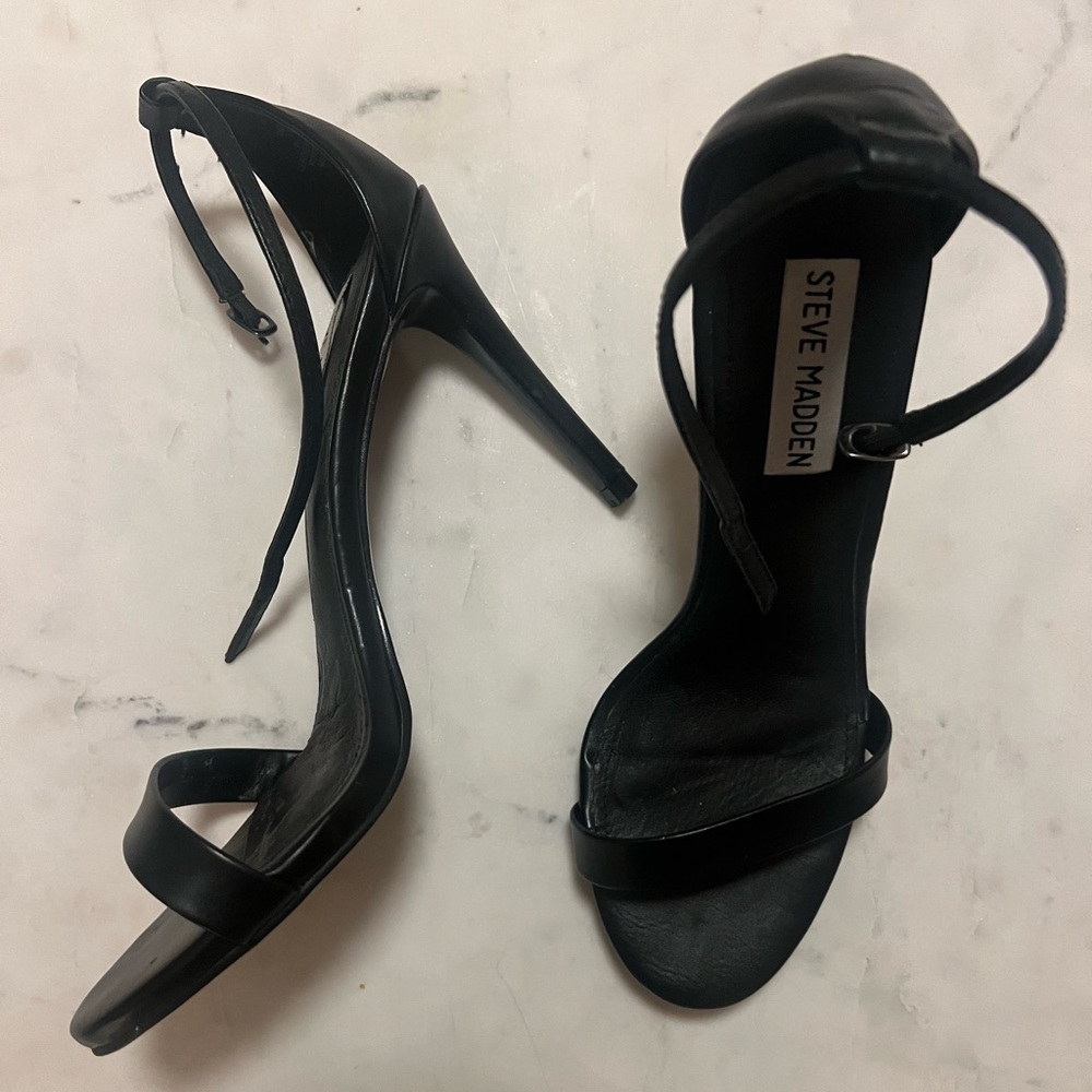 Steven Madden Black Ankle Strap Heels